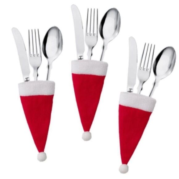 Adorable Christmas Table Decor Santa Hats Qt 10 - Picture 2 of 3